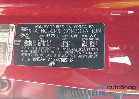 2021 Kia Sportage Lx из США, поврежденный, VIN KNDPMCACXM7885138